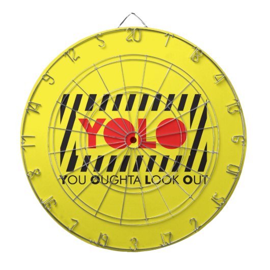 YOLO met rode waarschuwing Dartbord (Voorkant)