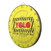 YOLO met rode waarschuwing Dartbord (Voorkant Rechts)