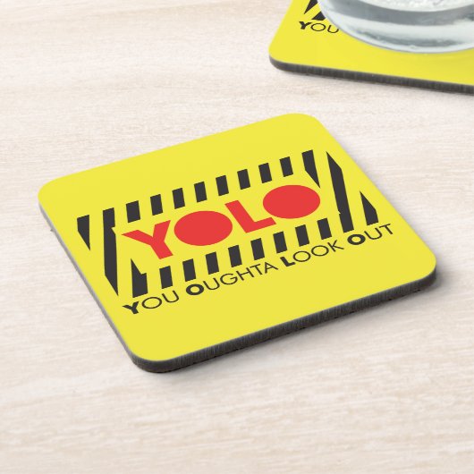 YOLO met rode waarschuwing Drankjes Onderzetter (Linkerzijde)