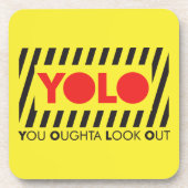 YOLO met rode waarschuwing Drankjes Onderzetter (Voorkant)