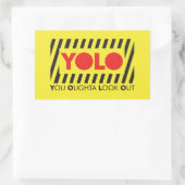 YOLO met rode waarschuwing Rechthoekige Sticker (Tas)