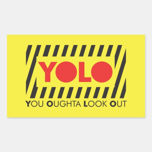 YOLO met rode waarschuwing Rechthoekige Sticker (Voorkant)