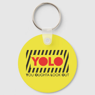 YOLO met rode waarschuwing Sleutelhanger