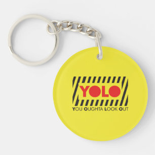 YOLO met rode waarschuwing Sleutelhanger