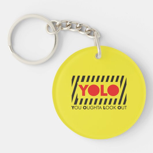 YOLO met rode waarschuwing Sleutelhanger (Voorkant)