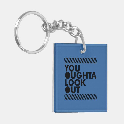 YOLO met voorzichtigheid Sleutelhanger (Voorkant Links)