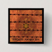 Yom HaShoah Vierkante Button 5,1 Cm (Voorkant)