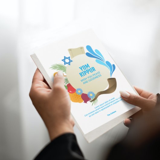 Yom Kippur Decoratieve Cirkel Grafische Groet Kaart