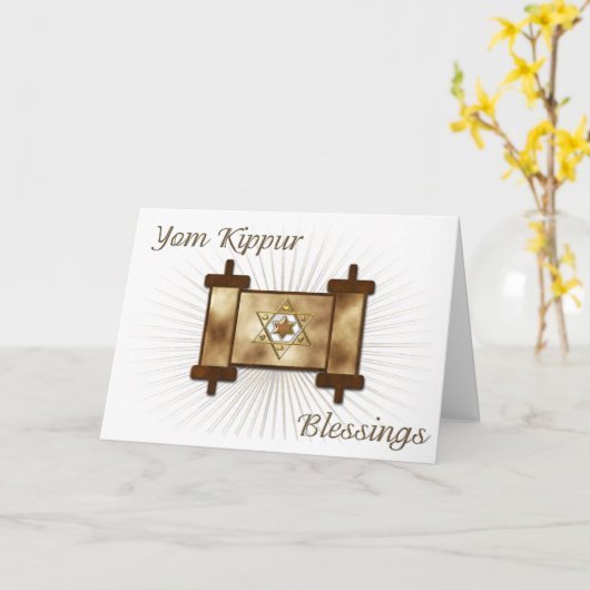 Yom Kippur Scroll Card Kaart (Gele Bloem)