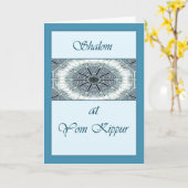 Yom Kippur Tien in een Wit Wenskaart van de Cirkel Kaart (Gele Bloem)