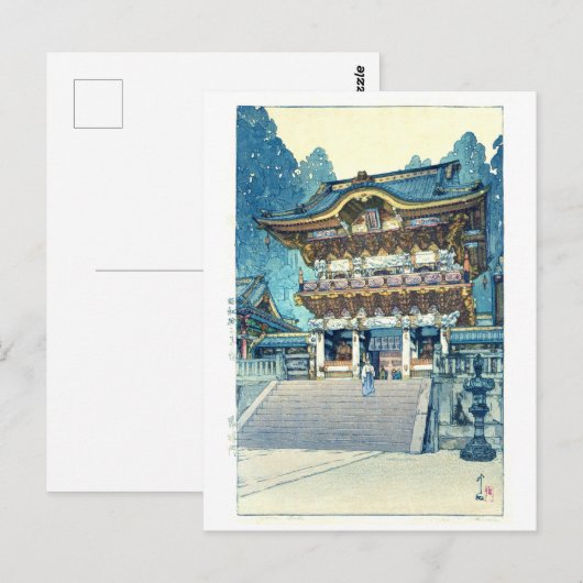 Yomeimon Gate, Hiroshi Yoshida, Woodcut Briefkaart (Voorkant / Achterkant)
