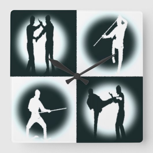 Yong Chun Gong Fu Wall Clock Vierkante Klok (Voorkant)