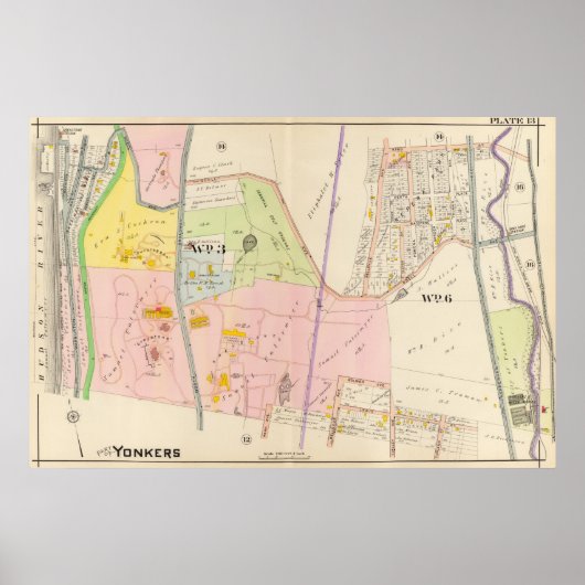 Yonkers New York Atlas Map Poster (Voorkant)