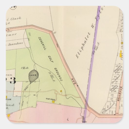 Yonkers New York Atlas Map Vierkante Sticker (Voorkant)