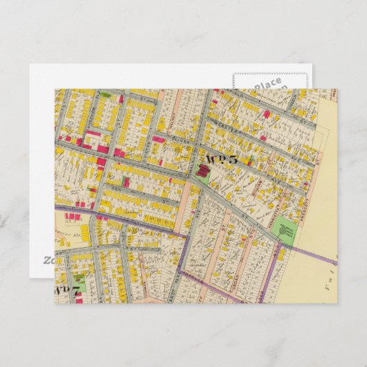 Yonkers New York Map Briefkaart (Voorkant / Achterkant)