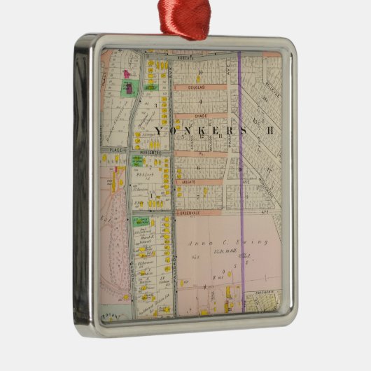 Yonkers NY Map Atlas Metalen Ornament (Rechts)