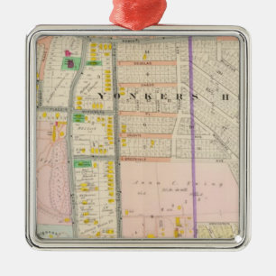 Yonkers NY Map Atlas Metalen Ornament