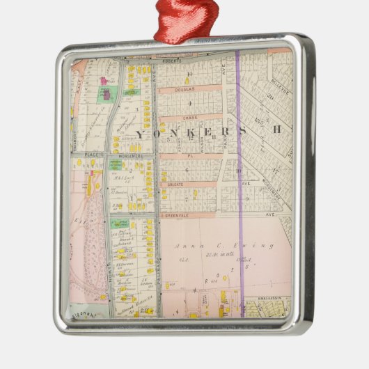 Yonkers NY Map Atlas Metalen Ornament (Links)