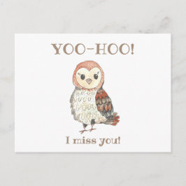 Yoo-hoo Barn Owl ik Miss You School Teacher Briefkaart