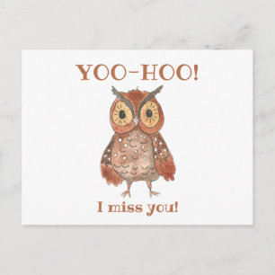 Yoo-hoo Cute Owl I Miss You School Teacher Briefkaart