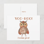 Yoo-hoo Cute Owl I Miss You School Teacher Briefkaart (Voorkant / Achterkant)