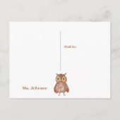 Yoo-hoo Cute Owl I Miss You School Teacher Briefkaart (Achterkant)