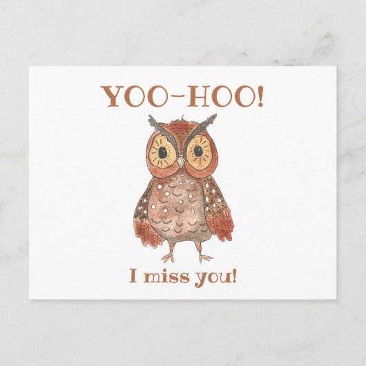 Yoo-hoo Cute Owl I Miss You School Teacher Briefkaart (Voorkant)