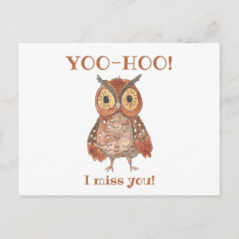 Yoo-hoo Cute Owl I Miss You School Teacher Briefkaart