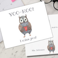 Yoo-hoo Heart Owl I Miss You School Teacher