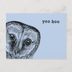Yoo Hoo Owl Greeting in Blue Briefkaart