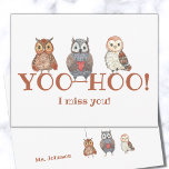 Yoo-hoo Waterverf is eigendom van ik Miss You Scho Briefkaart<br><div class="desc">Yoo-hoo Waterverf Eigendom I Miss You School Teacher Briefkaart - Deze mooie yoo-hoopuil is klaar om je studenten (of geliefden!) te verrassen! Het krijgen van daadwerkelijke post is zo'n speciale en leuke manier om iemand te laten weten dat je mist en aan hen denkt! Ideaal voor docenten van jonge studenten...</div>