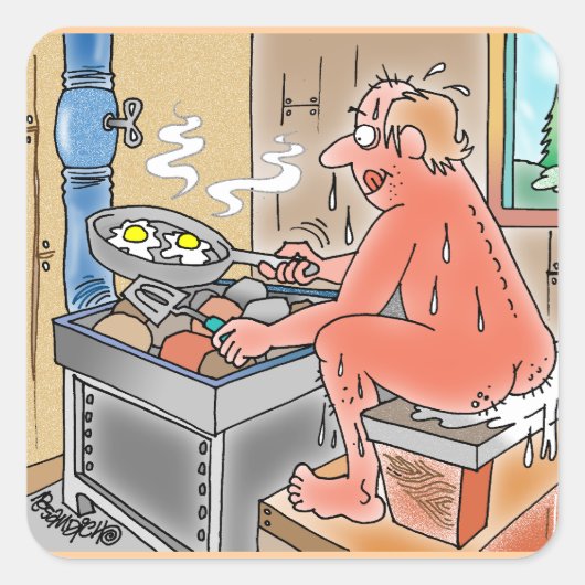YOOPER FRIET EIEREN OP EEN SAUNA KACHEL STICKERS (Voorkant)