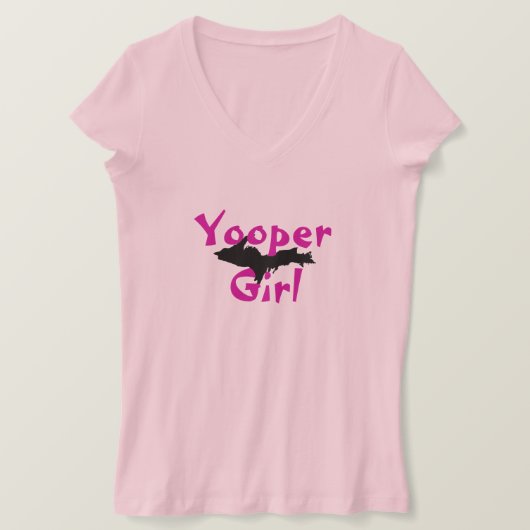 "Yooper Girl" Bord Roze Upper Peninsula T-shirt (Design voorkant)