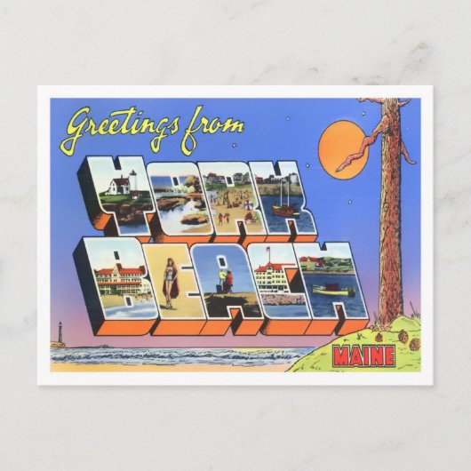 York Beach, Maine  Big Letters Briefkaart (Voorkant)