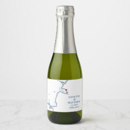 York Beach Maine Bruiloft Mini Fles Sparkling Wijnetiket