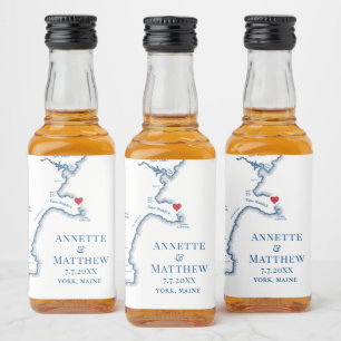 York Beach Maine Bruiloft Neem een shot Likeurfles Etiket