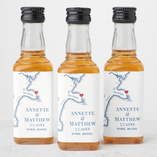 York Beach Maine Bruiloft Neem een shot Likeurfles Etiket (Flessen)