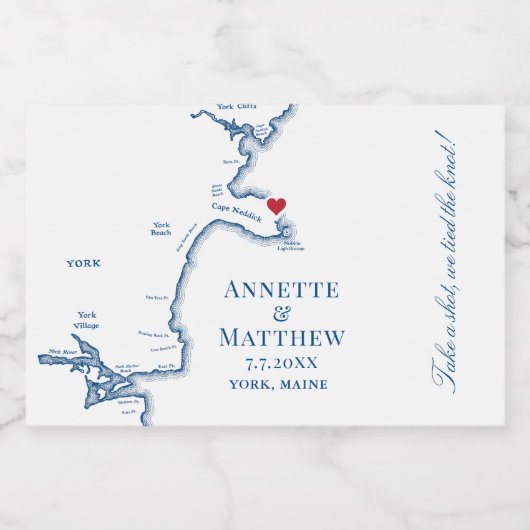 York Beach Maine Bruiloft Neem een shot Likeurfles Etiket (Enkel label)