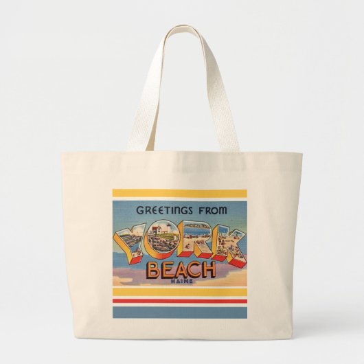 York Beach Maine Greetings Grote Tote Bag (Voorkant)