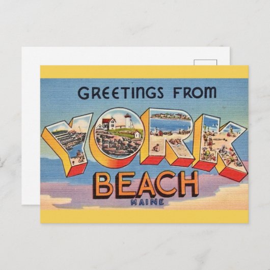 York Beach Maine Groeten Briefkaart (Voorkant / Achterkant)