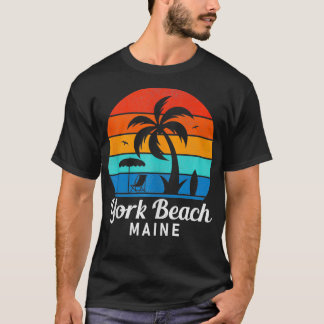 York Beach Maine Palmboom  Zonsondergang Zomer T-shirt