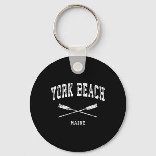 York Beach Maine Vintage Nautical Gekruiste Roeisp Sleutelhanger