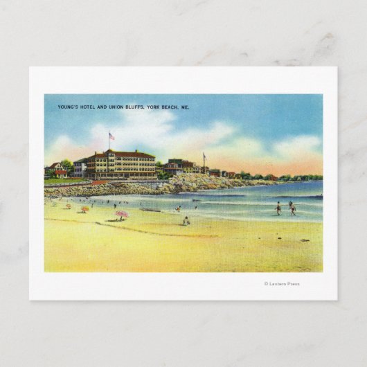 York Beach Uitzicht of Young's Hotel and Union Briefkaart (Voorkant)