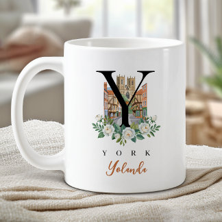 York Engeland Monogram Letter Y Persoonlijk Cadeau Koffiemok