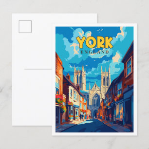 York Engeland vintage reisillustratie Briefkaart
