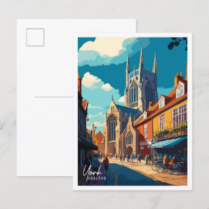 York Engeland vintage reisillustratie Briefkaart