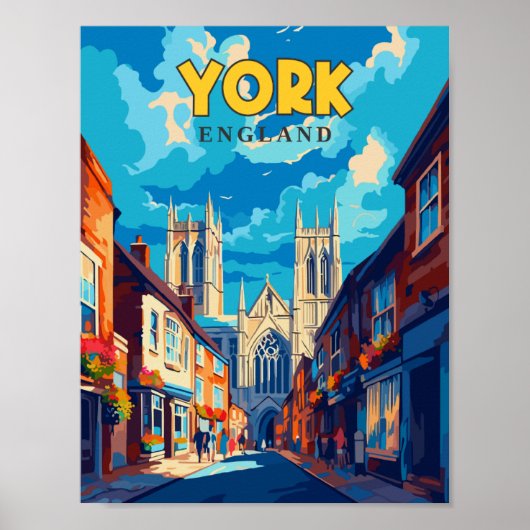 York Engeland vintage reisillustratie Poster (Voorkant)