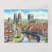 York Engeland Waterverf Briefkaart (Voorkant)