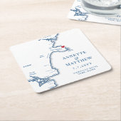 York Maine Bruiloft Welkomstfeest Cocktail Uur Kartonnen Onderzetters (Schuin)