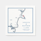 York Maine Kaart Elegant Bruiloft Servet (Voorkant)